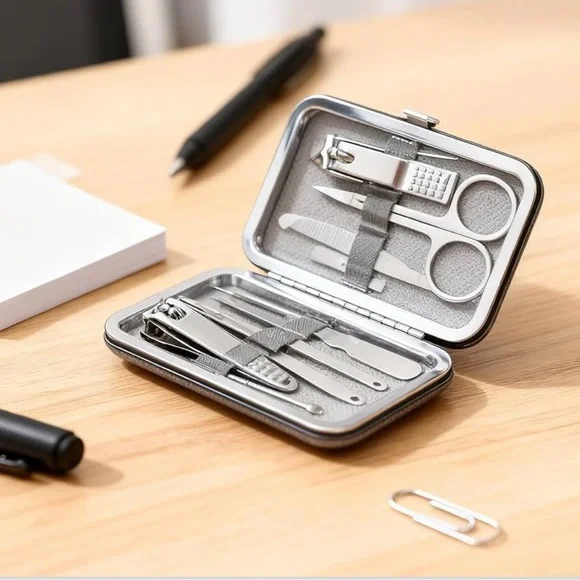 Stainless Steel Manicure/PedicureSet - Assorted Colors (Red, Blue, Gray, Tan) - Picture 3 of 3